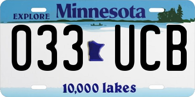 MN license plate 033UCB