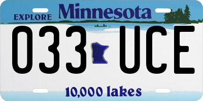 MN license plate 033UCE