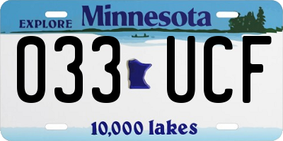 MN license plate 033UCF