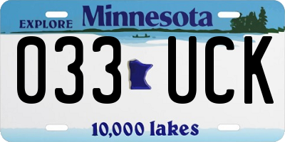 MN license plate 033UCK
