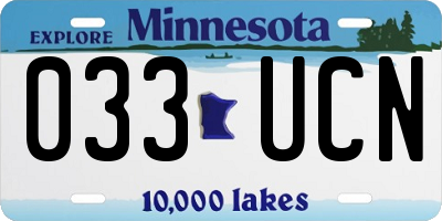 MN license plate 033UCN