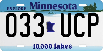 MN license plate 033UCP