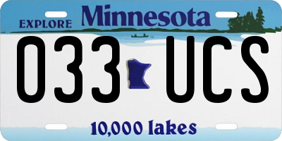 MN license plate 033UCS