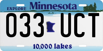 MN license plate 033UCT