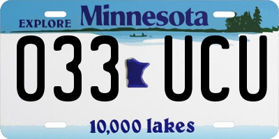 MN license plate 033UCU