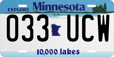 MN license plate 033UCW