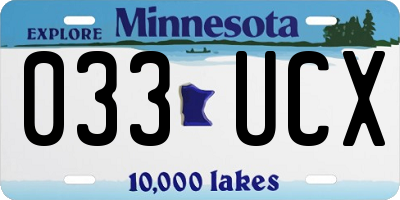 MN license plate 033UCX