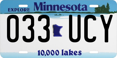 MN license plate 033UCY