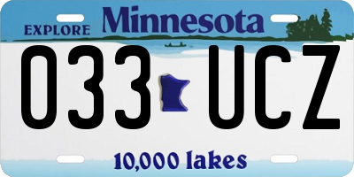 MN license plate 033UCZ