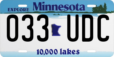 MN license plate 033UDC