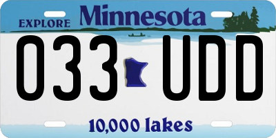 MN license plate 033UDD