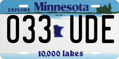 MN license plate 033UDE