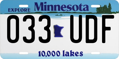 MN license plate 033UDF