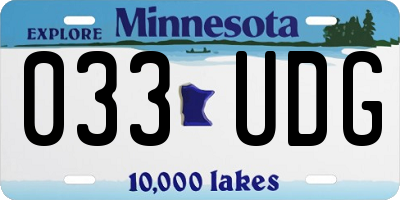 MN license plate 033UDG