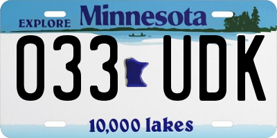 MN license plate 033UDK