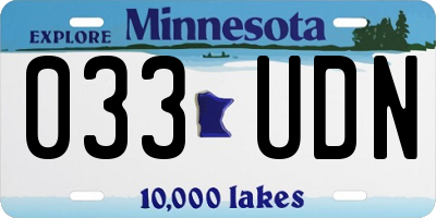 MN license plate 033UDN