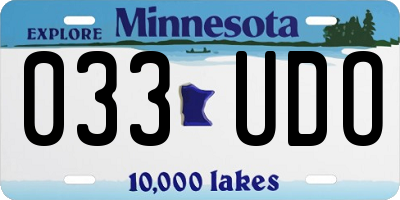 MN license plate 033UDO