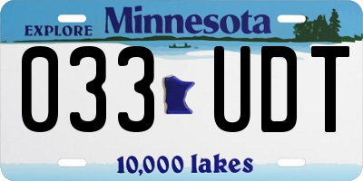 MN license plate 033UDT