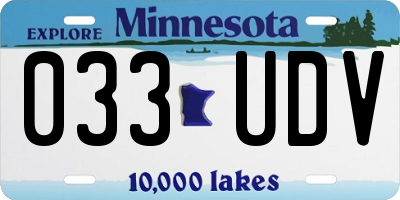 MN license plate 033UDV