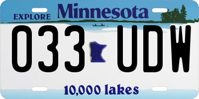 MN license plate 033UDW