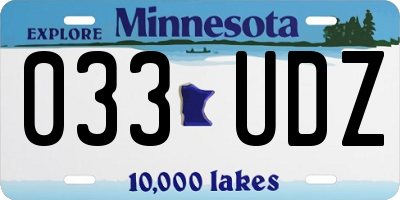 MN license plate 033UDZ