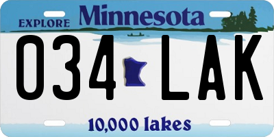 MN license plate 034LAK