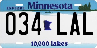 MN license plate 034LAL