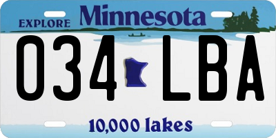 MN license plate 034LBA