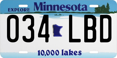 MN license plate 034LBD