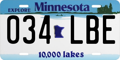 MN license plate 034LBE