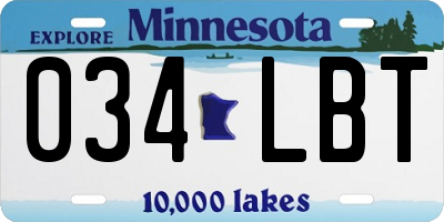 MN license plate 034LBT