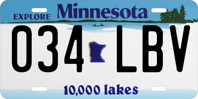 MN license plate 034LBV