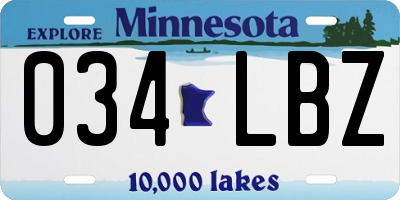 MN license plate 034LBZ