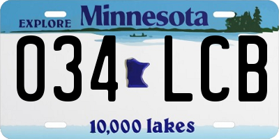 MN license plate 034LCB
