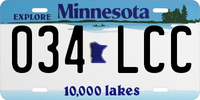 MN license plate 034LCC
