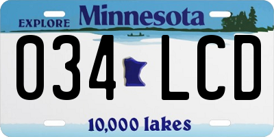 MN license plate 034LCD