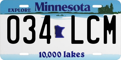 MN license plate 034LCM