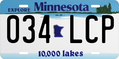 MN license plate 034LCP