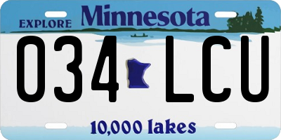 MN license plate 034LCU