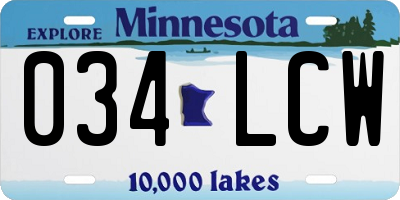 MN license plate 034LCW