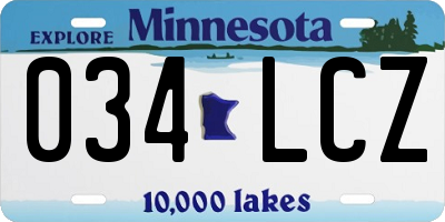 MN license plate 034LCZ