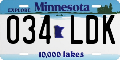MN license plate 034LDK