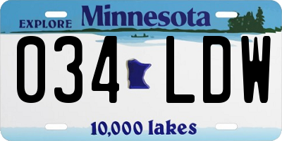 MN license plate 034LDW