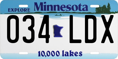 MN license plate 034LDX