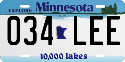 MN license plate 034LEE