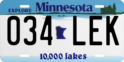 MN license plate 034LEK