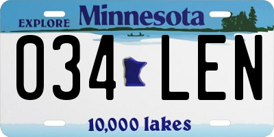 MN license plate 034LEN