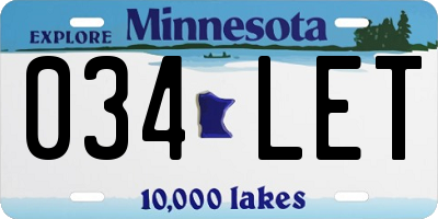 MN license plate 034LET