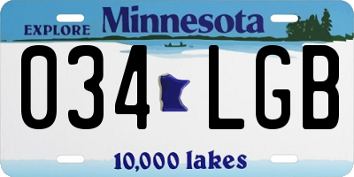 MN license plate 034LGB