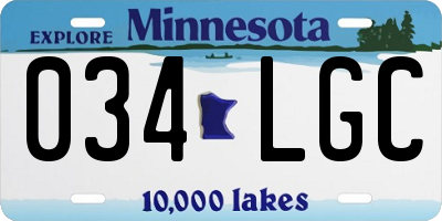 MN license plate 034LGC
